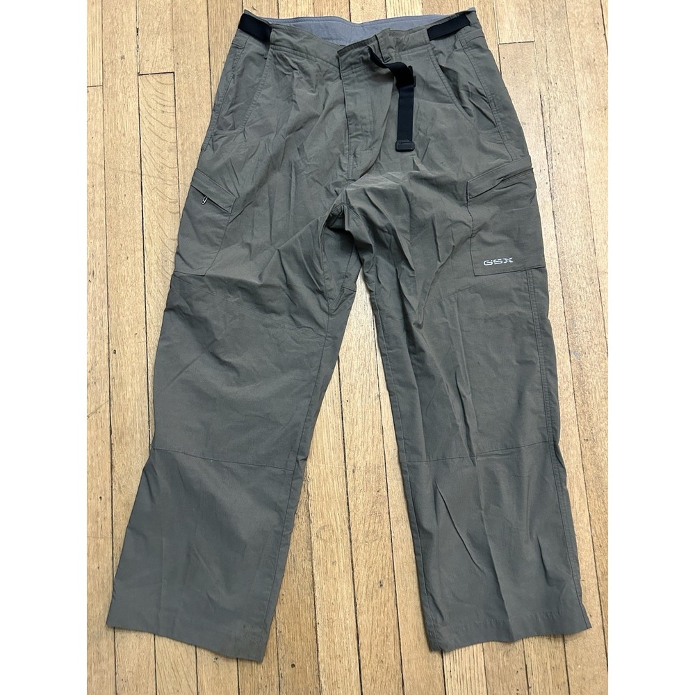 GSX Hiking Pants Mens 38x30 Gray Green‎ Fishing Outdoor Nylon Belt